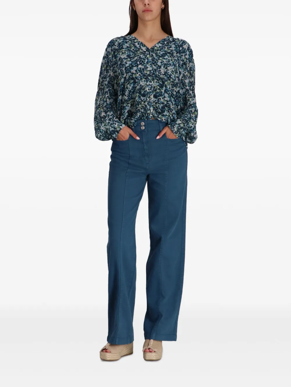 BOSS Shirt met abstracte print Blauw