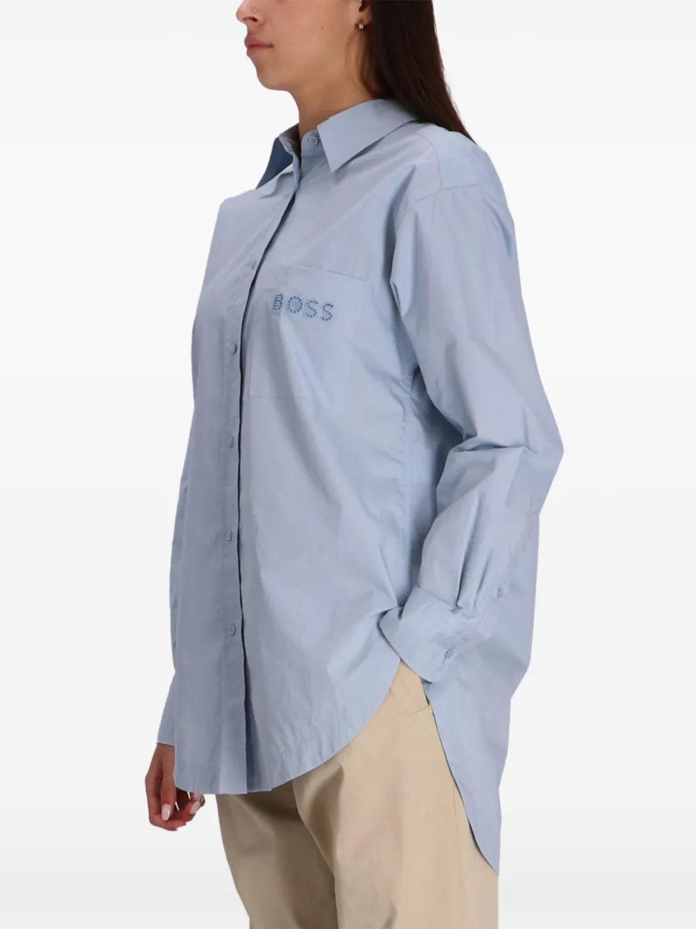 BOSS blouse verfraaid met logo Blauw