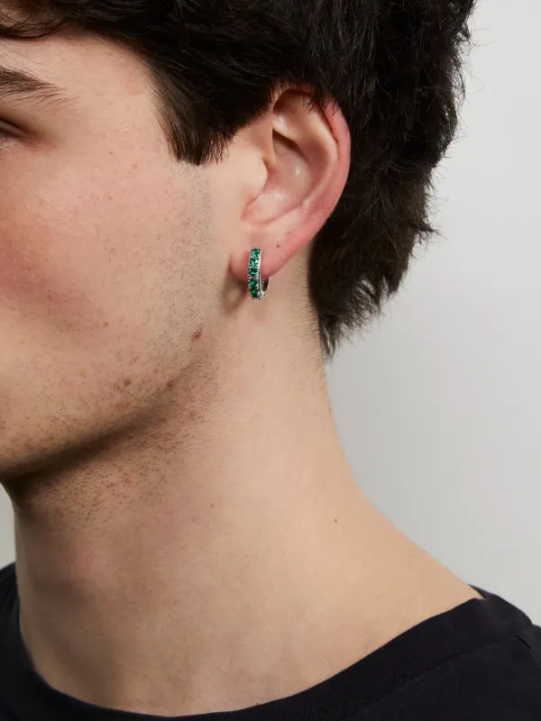 Emanuele Bicocchi クリスタル フープピアス | シルバートーン
