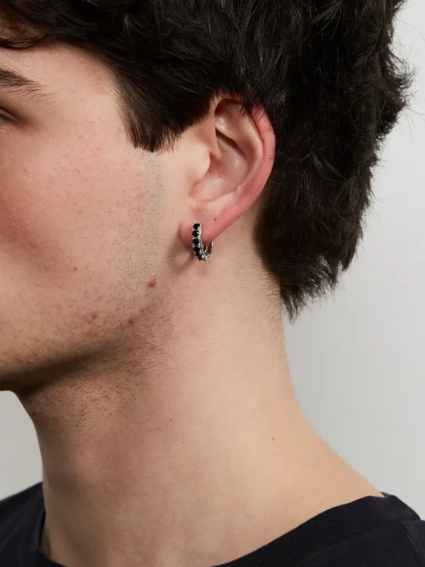 Emanuele Bicocchi クリスタル フープピアス | シルバートーン