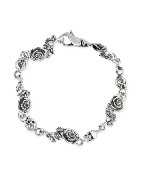 Emanuele Bicocchi Rose & Skull Bracelet | Silver | FARFETCH