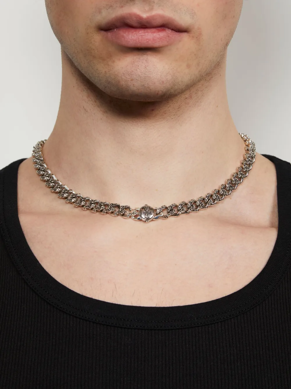 Emanuele Bicocchi Flourish Chain Necklace In Silver