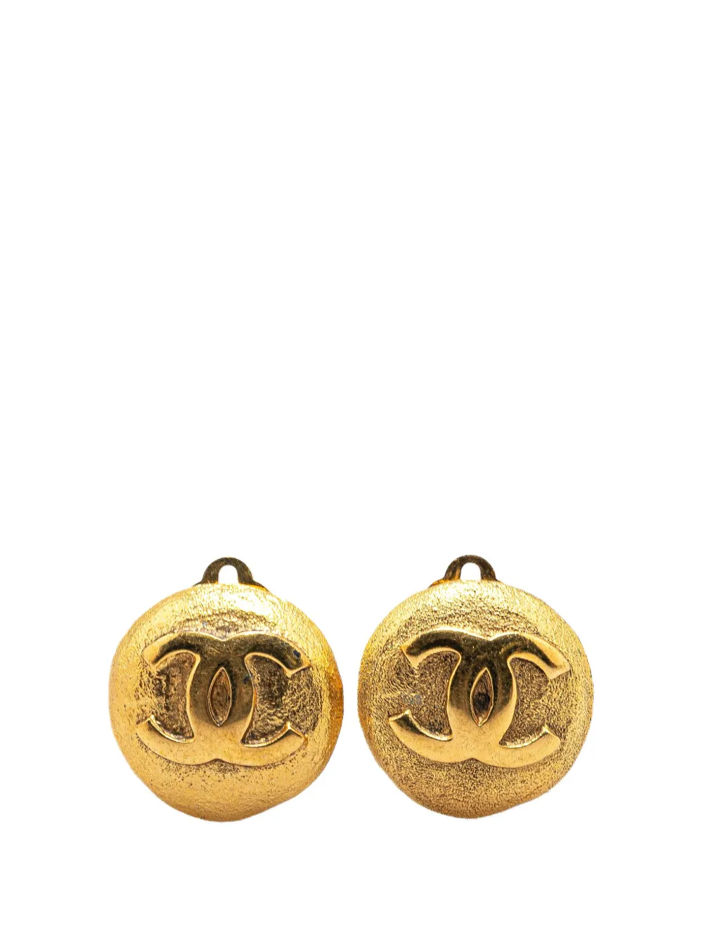 CHANEL Pre-Owned 20th Century Gold Plated CC Clip On Earrings costume CHANEL Pre-Owned 20th Century Gold Plated CC Clip On Earrings costume