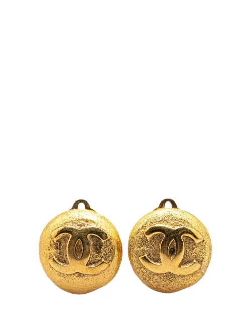 Th Century Gold Plated CC Clip On Earrings costume earrings - CHANEL Pre-Owned - Modalova