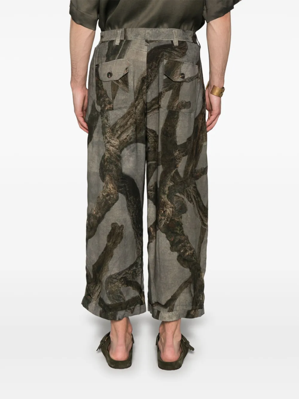 Ziggy Chen Broek met grafische print Grijs