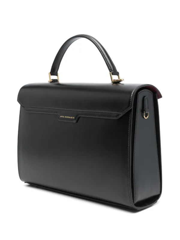 Anya Hindmarch Mortimer Calf Leather Top Handle Bag In Black