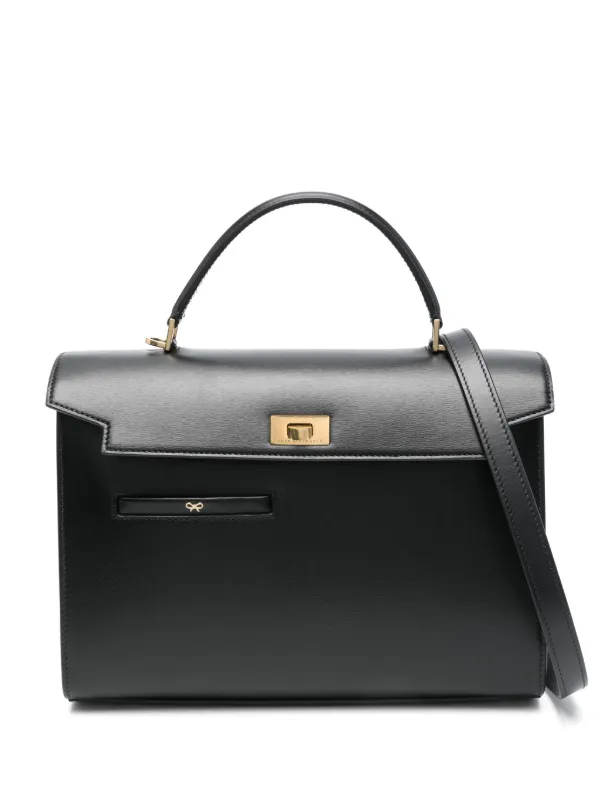 Anya Hindmarch Mortimer Calf Leather Top Handle Bag in Black