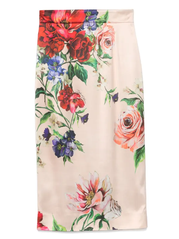 【関税＆送料込み】Dolce & Gabbana Floral Print Midi Skirt Dolce & Gabbana floral-print Midi Skirt | White | FARFETCH