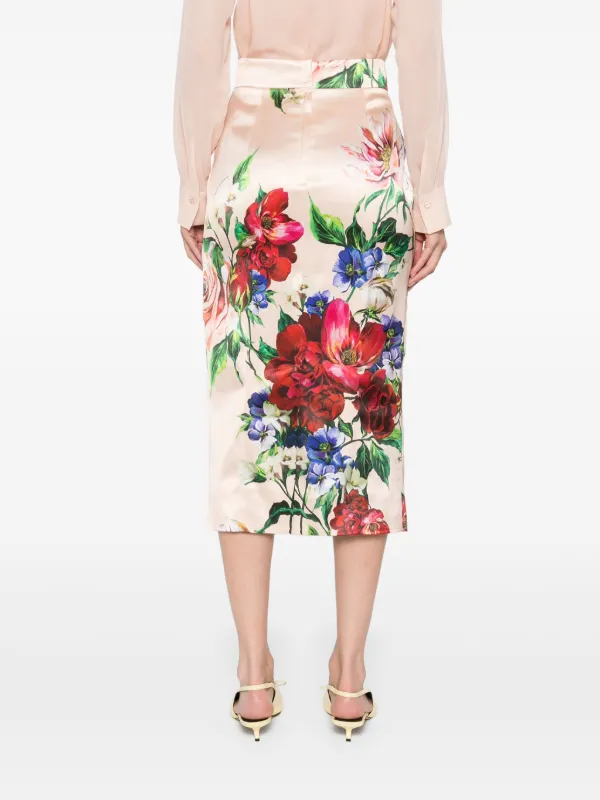 Dolce & Gabbana floral-print Midi Skirt | Pink | FARFETCH