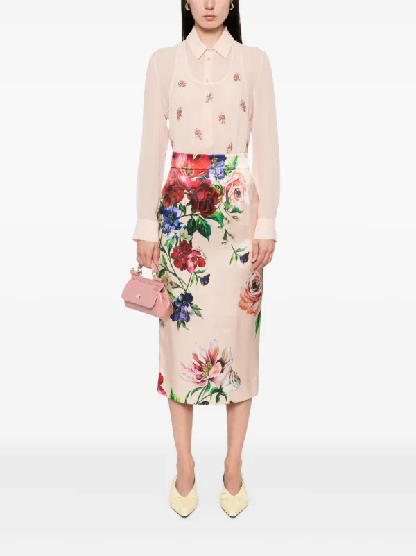 Dolce & Gabbana floral-print Midi Skirt | Pink | FARFETCH