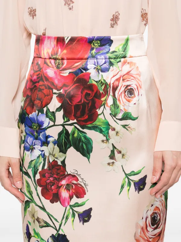 Dolce & Gabbana floral-print Midi Skirt | Pink | FARFETCH