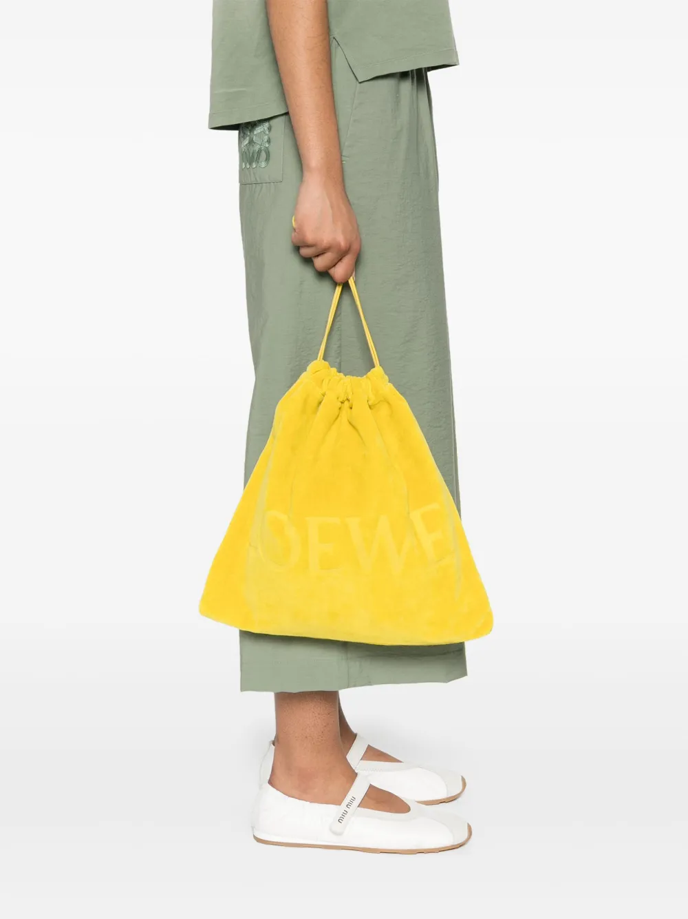 LOEWE Clutch met logo jacquard - Geel
