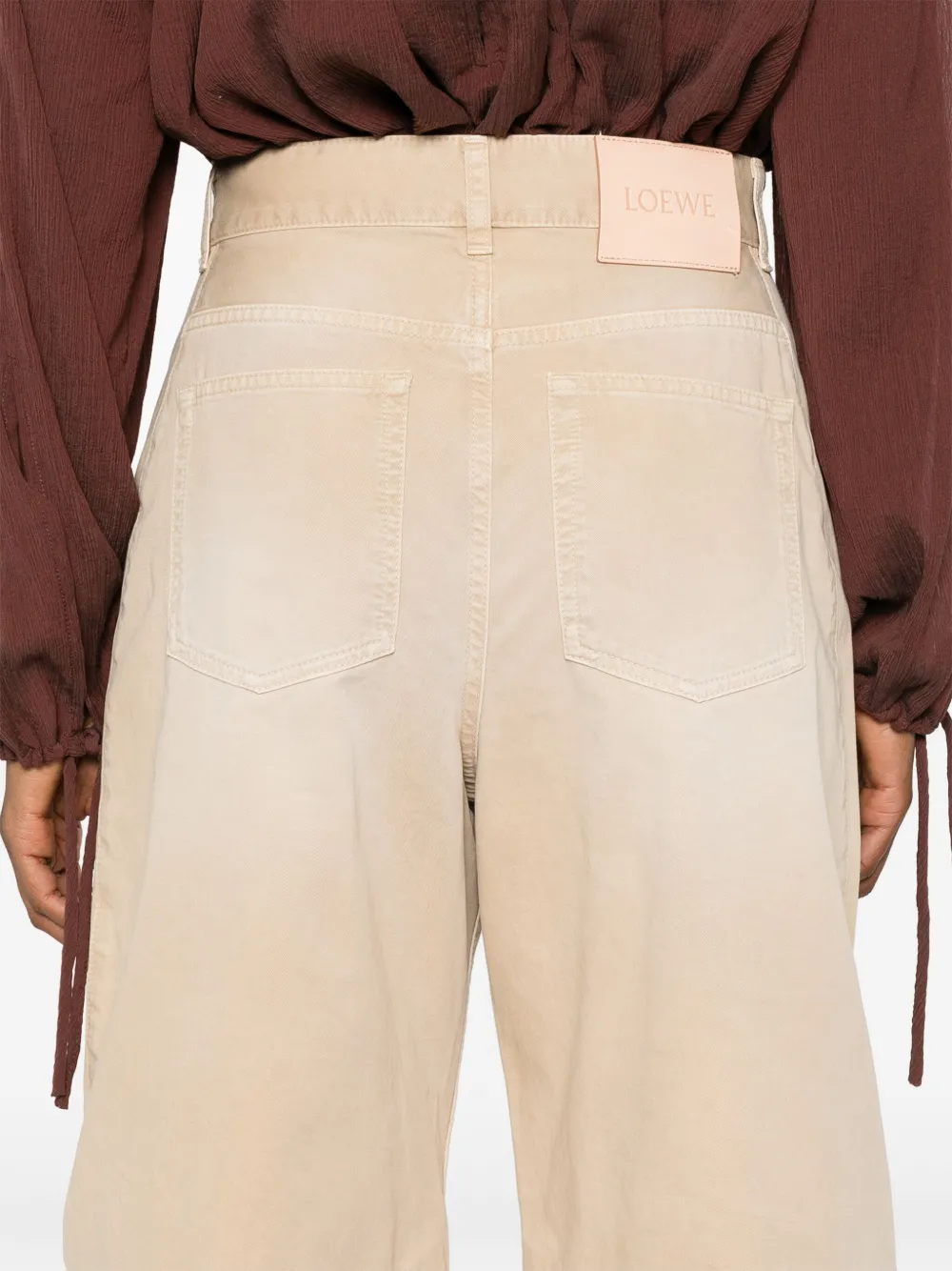LOEWE Broek met logopatch Beige