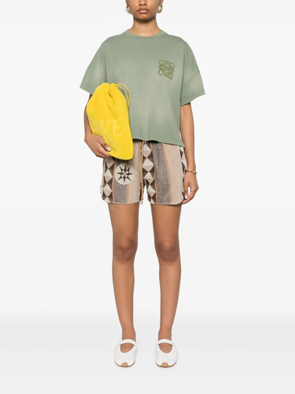 LOEWE Shorts met abstracte print Beige