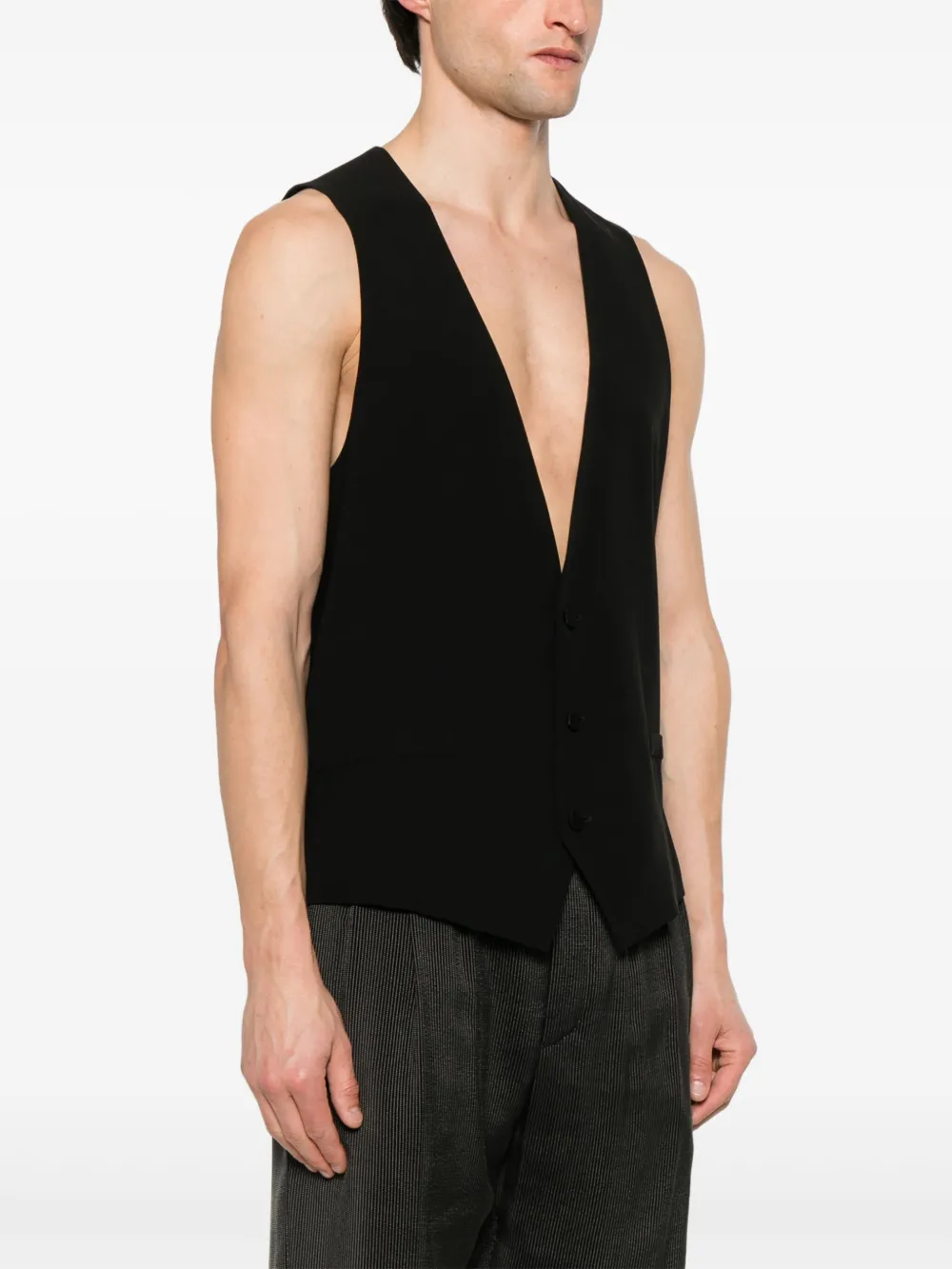 Saint Laurent Zijden crêpe gilet Zwart