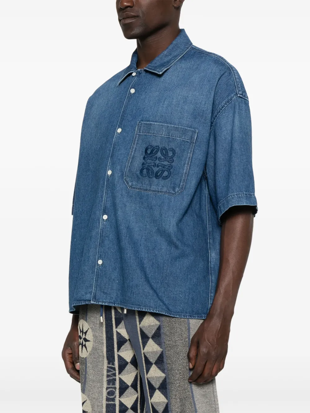 LOEWE Overhemd met Anagram-patch Blauw