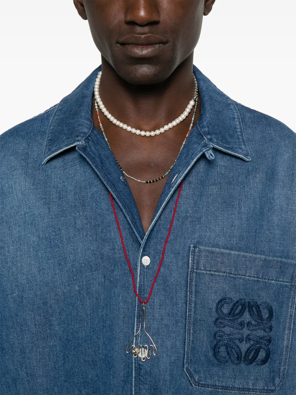 LOEWE Overhemd met Anagram-patch Blauw
