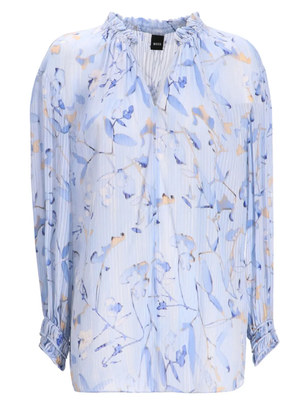 BOSS Shirt met bloemenprint Blauw