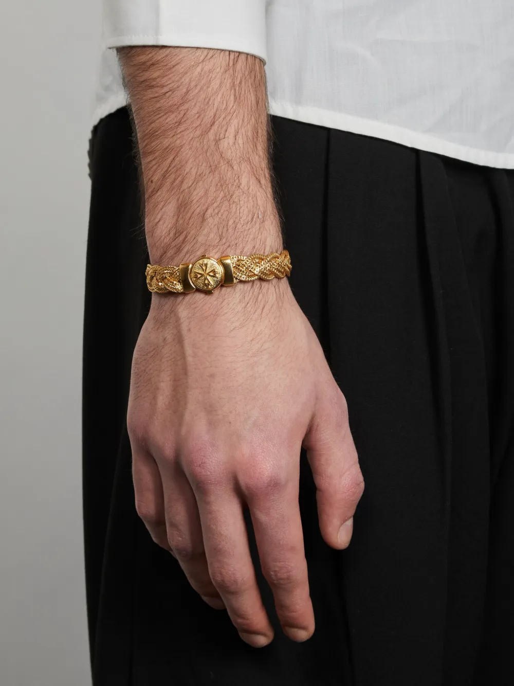 Emanuele Bicocchi Large Diamond-cut Flat Braided Bracelet In Gold