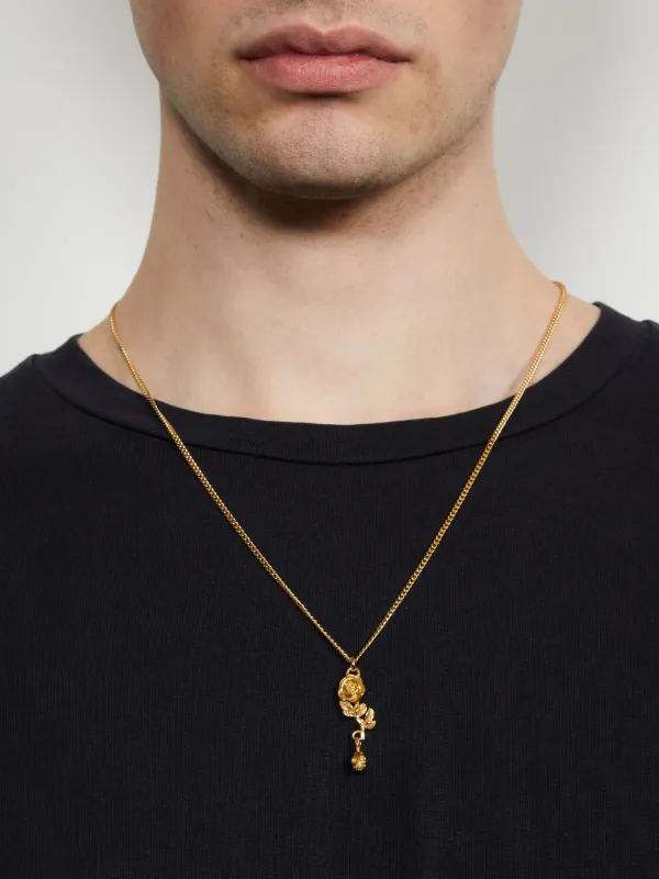 ネックレス・ペンダント emanuele bicocchi NECKLACE PENDAT ROSE + SKULL Emanuele Bicocchi Rose & Skull Pendant Necklace | Gold