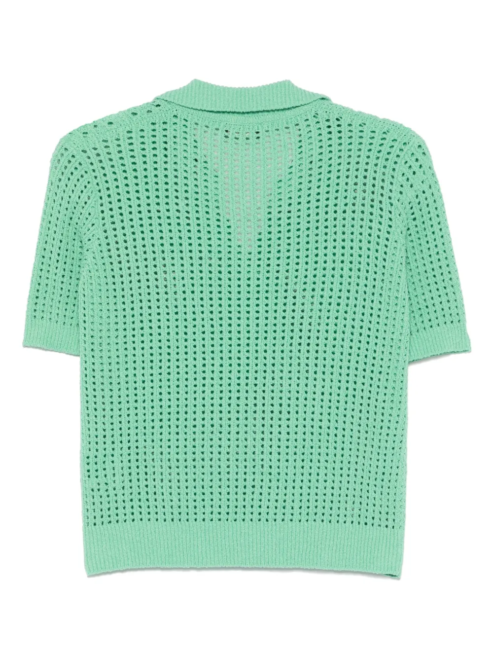 Roberto Collina Opengebreid poloshirt Groen