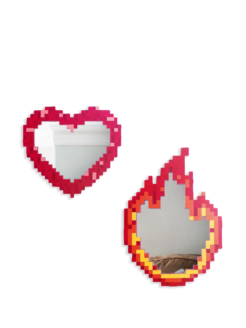  Seletti Heart-shaped Pixelated Mirror - Red 