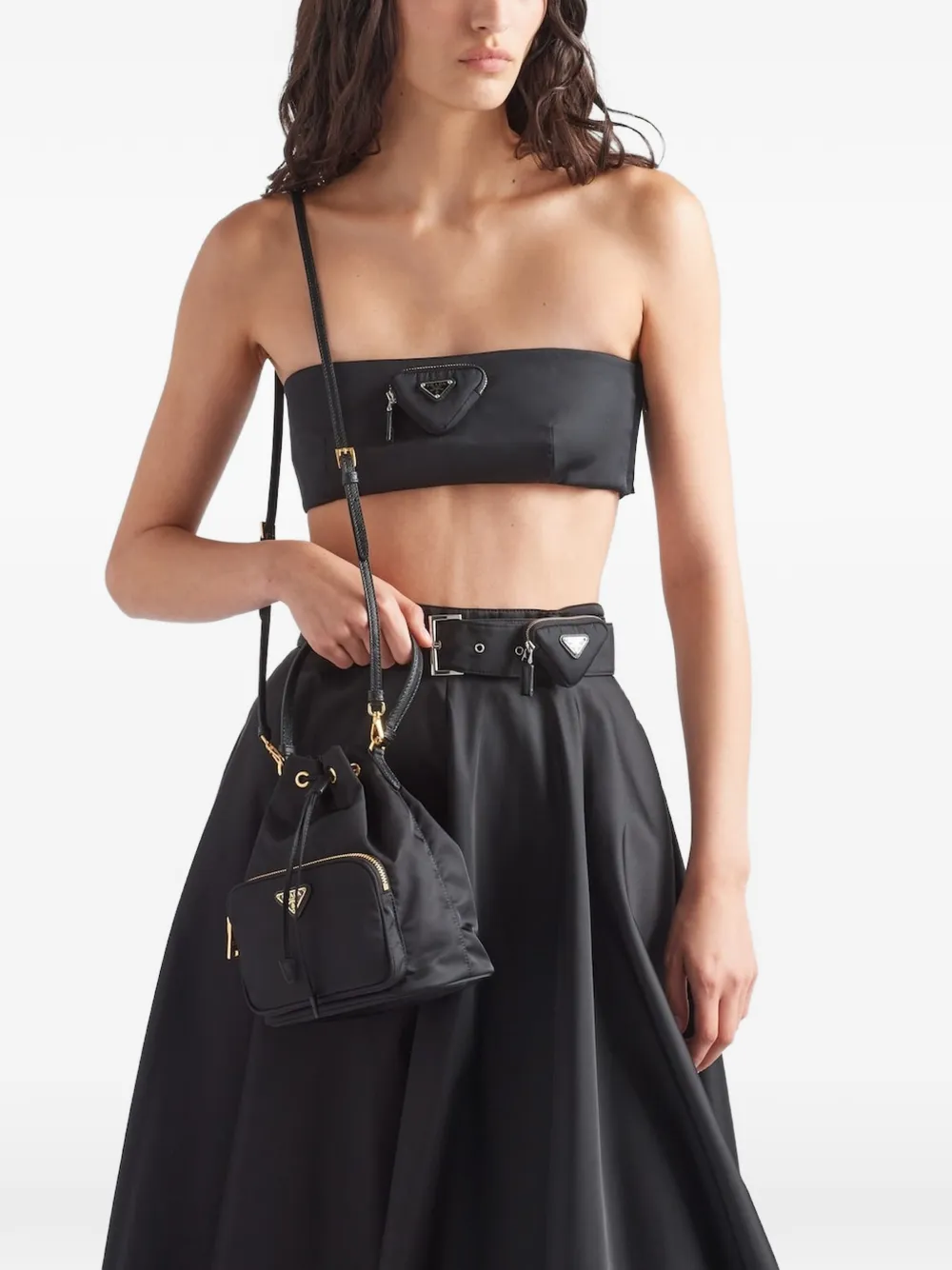 Prada Duet Re-Nylon Bucket Bag | Black | FARFETCH CA