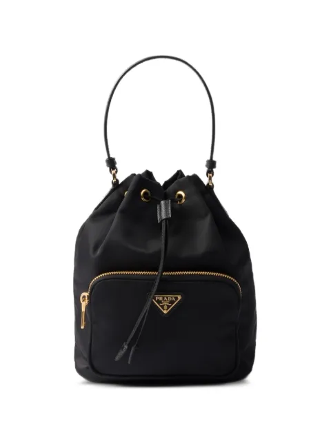 Prada logo-plaque drawstring tote bag