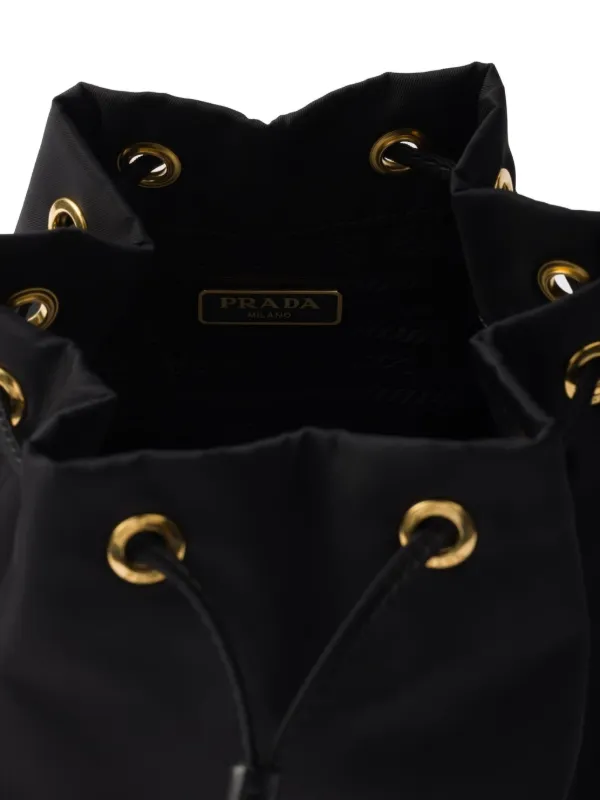 Prada logo-plaque Drawstring Tote Bag | Black | FARFETCH CA