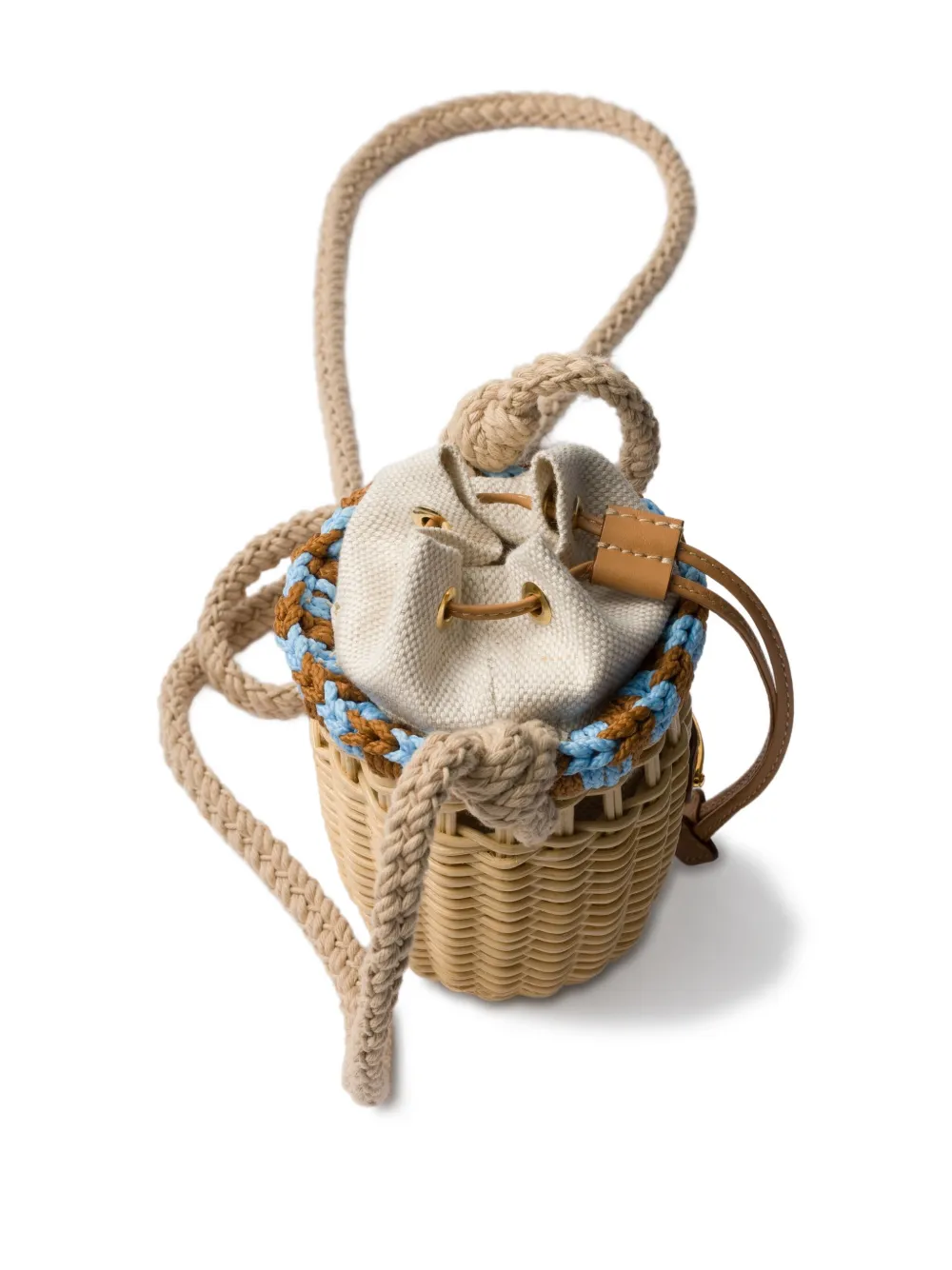 Prada Rieten bucket-tas Beige