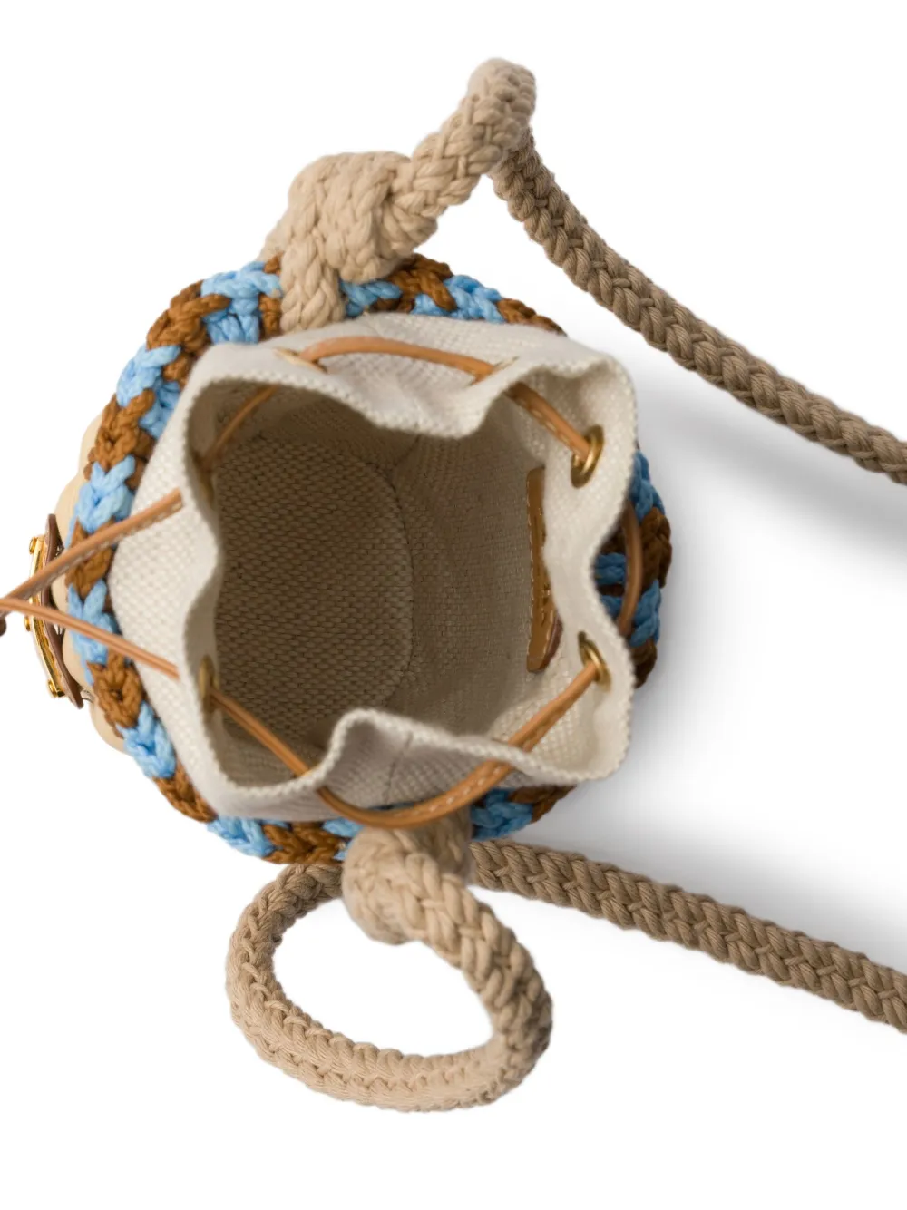 Prada Rieten bucket-tas Beige