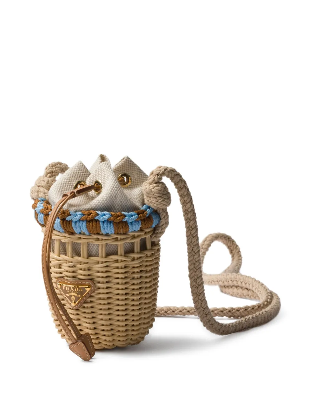 Prada Rieten bucket-tas Beige