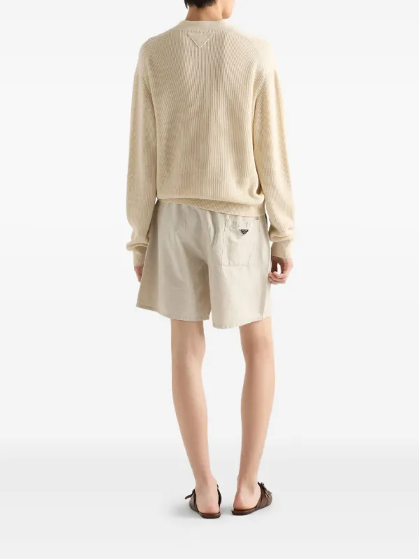 Prada Chambray Shorts | Neutrals | FARFETCH