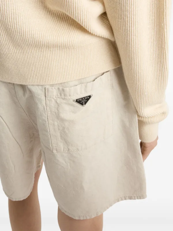 Prada Chambray Shorts | Neutrals | FARFETCH Prada Chambray Shorts | Neutrals | FARFETCH