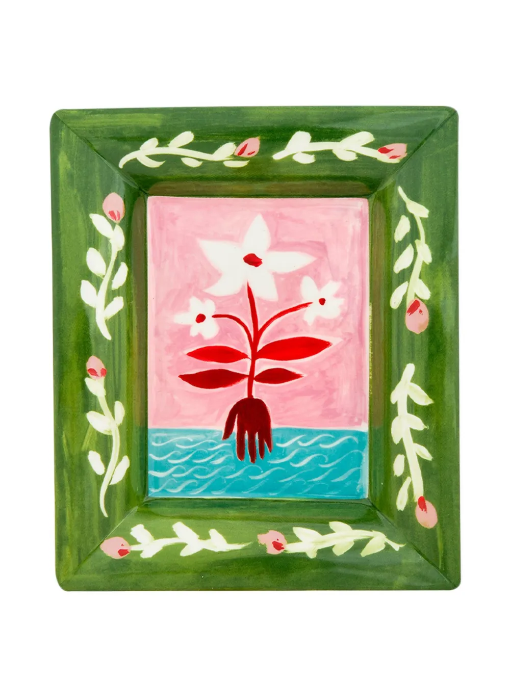 Bitossi Home Con Amore, Fiore Bianchi tray (17cm x 20cm) | Green | Image 1