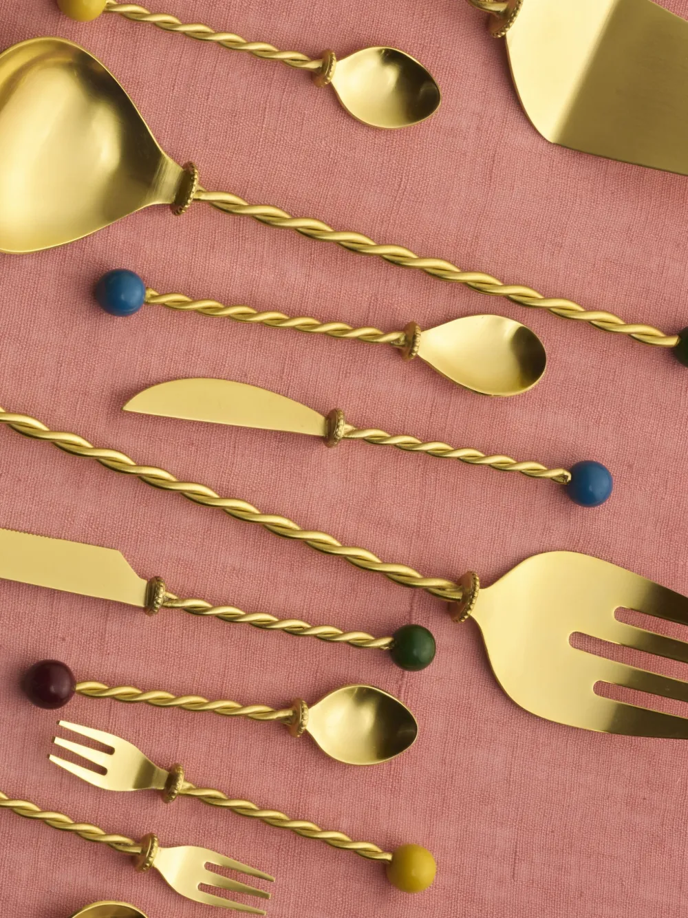 Bitossi Home Torchon Cheese Knife (set Of Three) In Gold