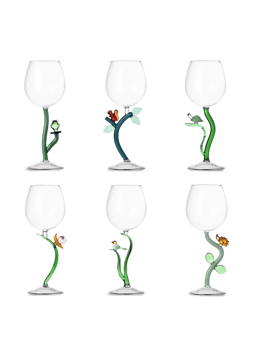 Shop Ichendorf Milano Animal Farm Stemmed Glass (set Of Six) In White