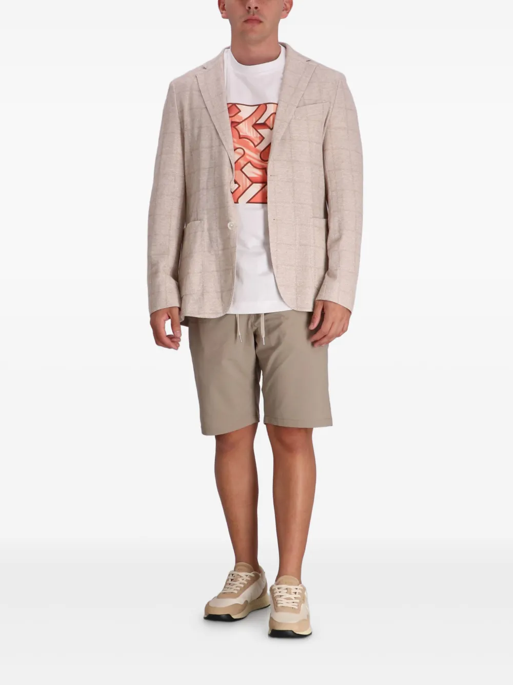BOSS Geruite blazer Beige