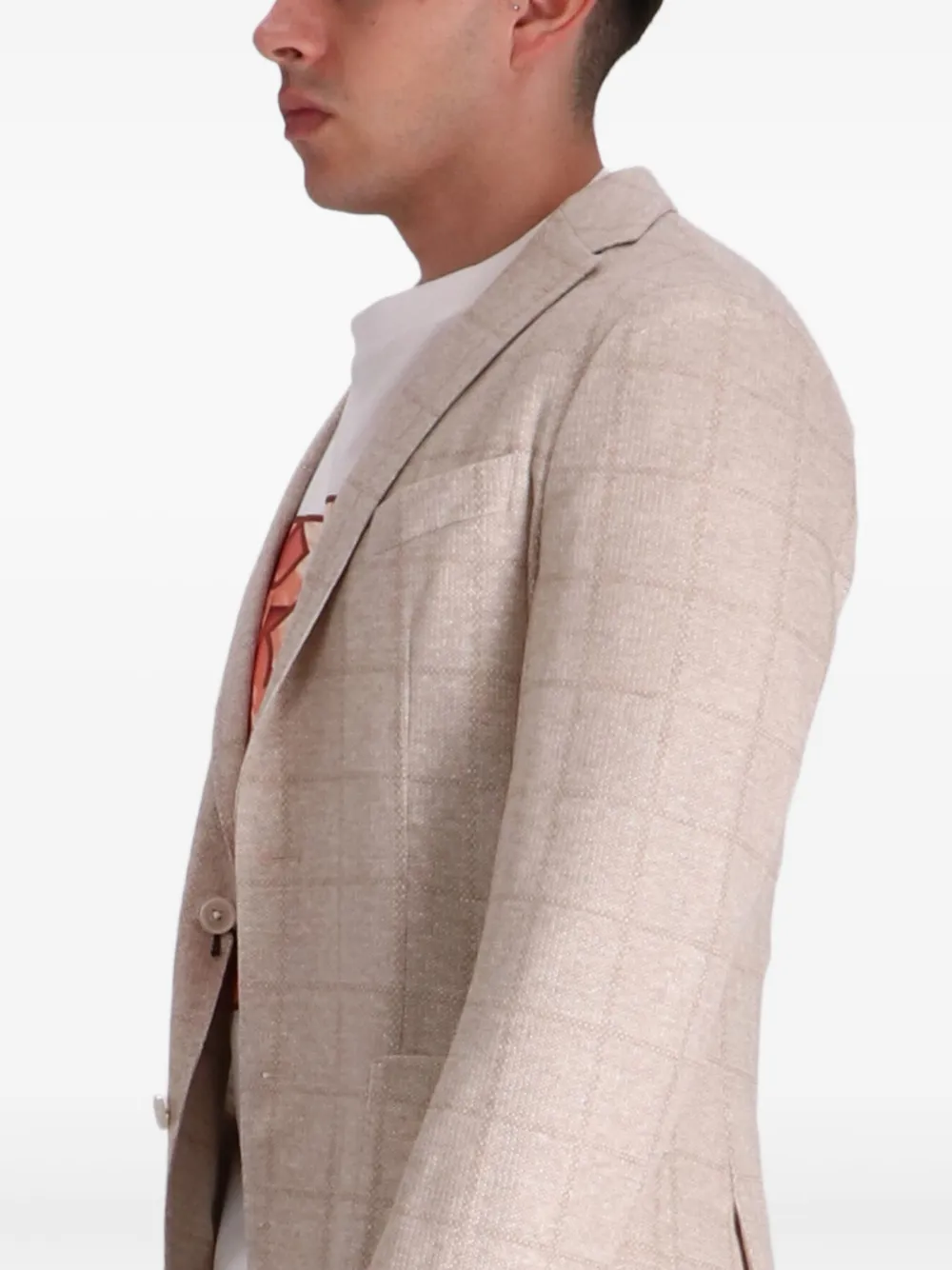 BOSS Geruite blazer Beige
