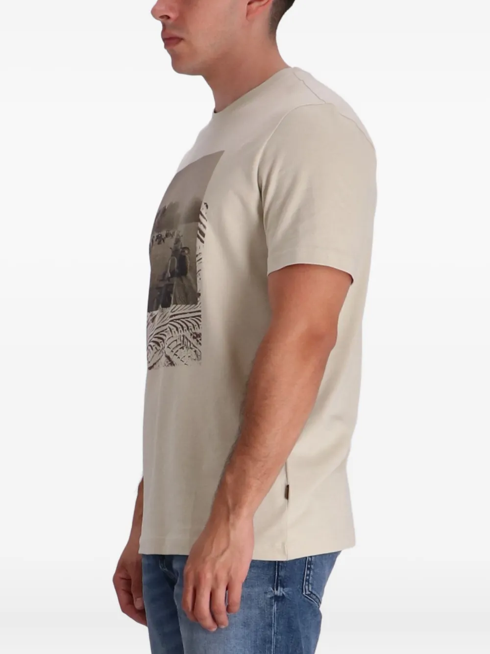 BOSS T-shirt met fotoprint Beige