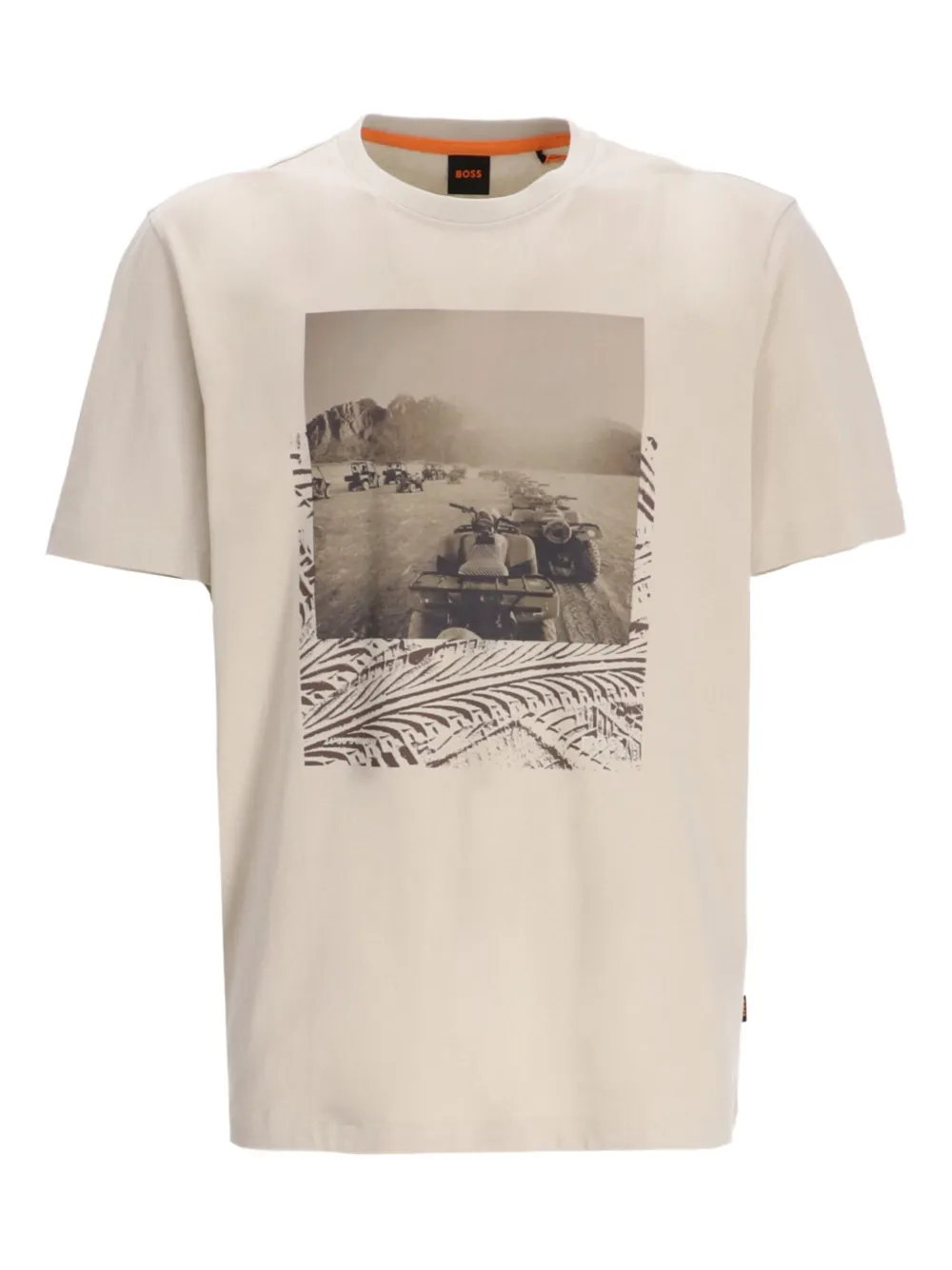 BOSS T-shirt met fotoprint Beige