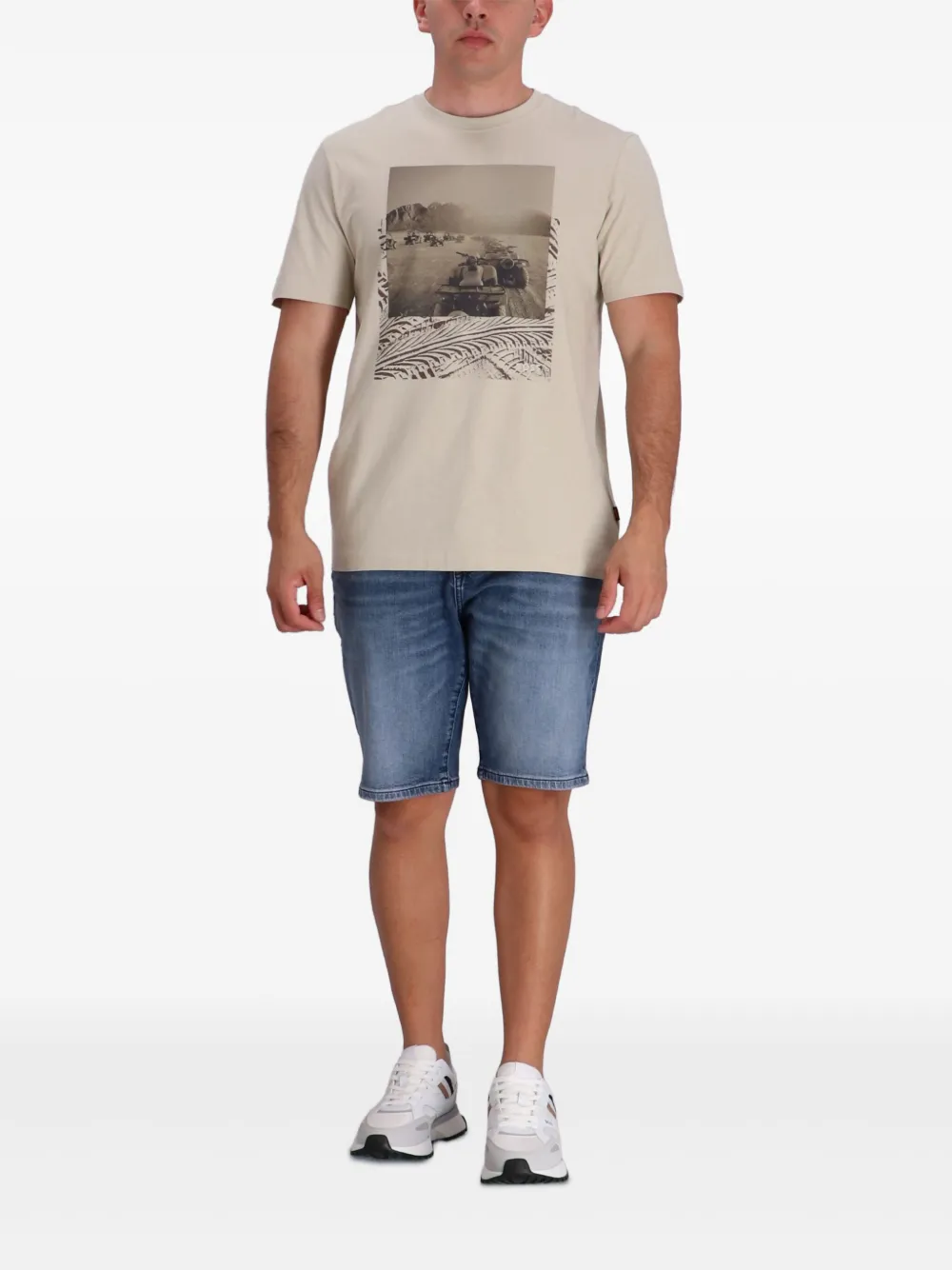 BOSS T-shirt met fotoprint Beige