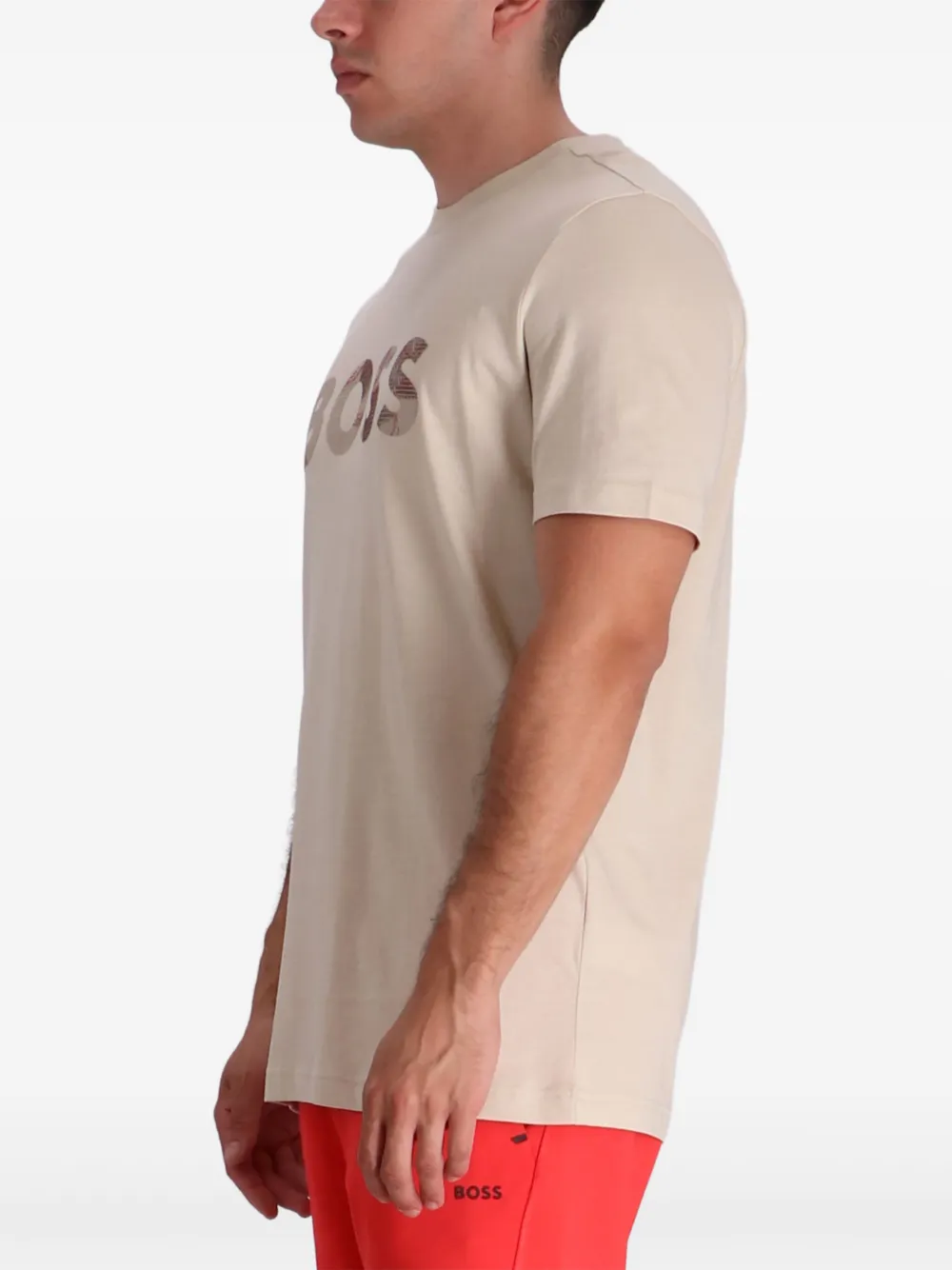 BOSS T-shirt met logoprint Beige