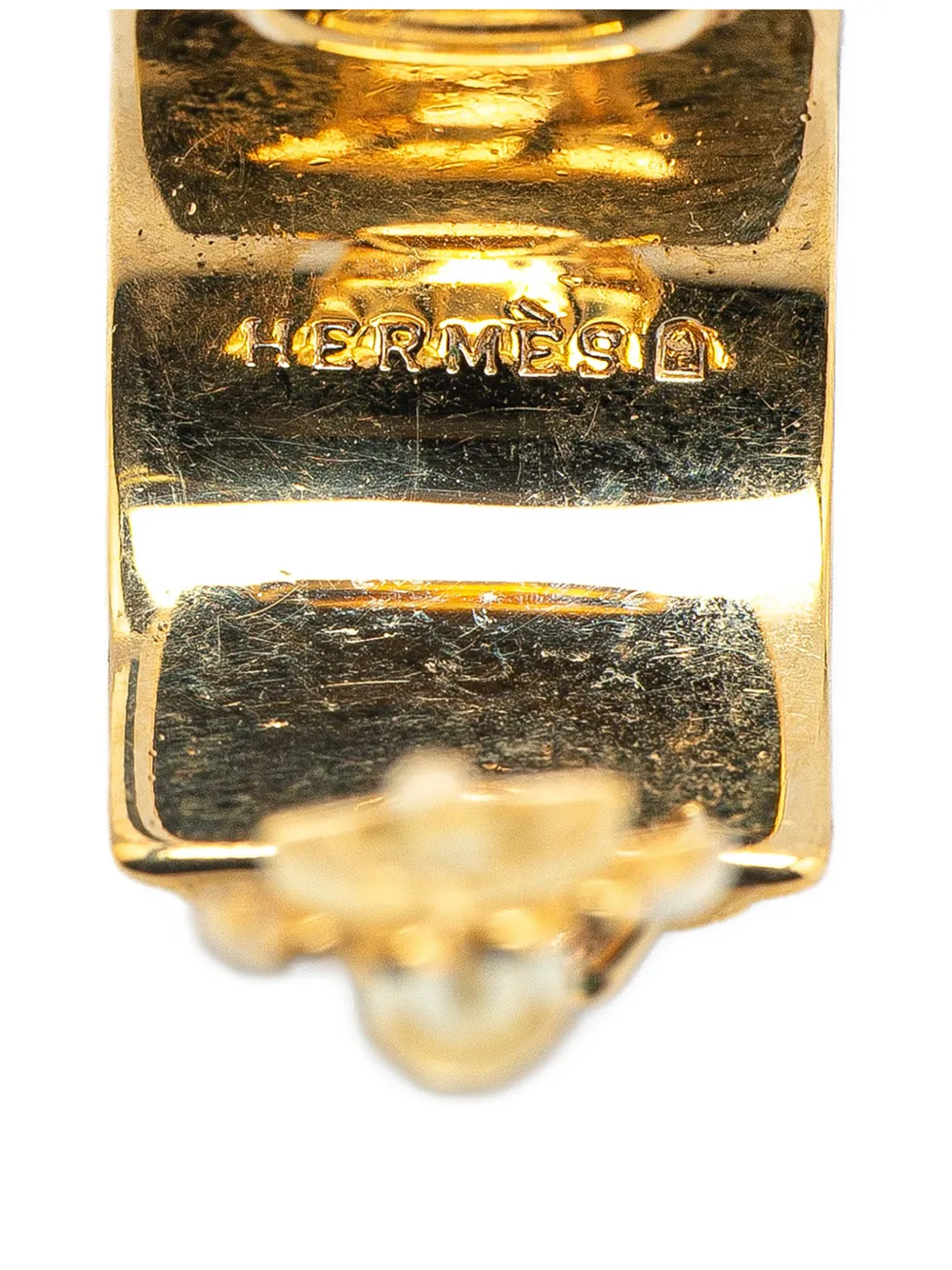 Pre-owned Hermes 20th Century Enamel Cloisonne Clip On Earrings Costume Earrings In Gold