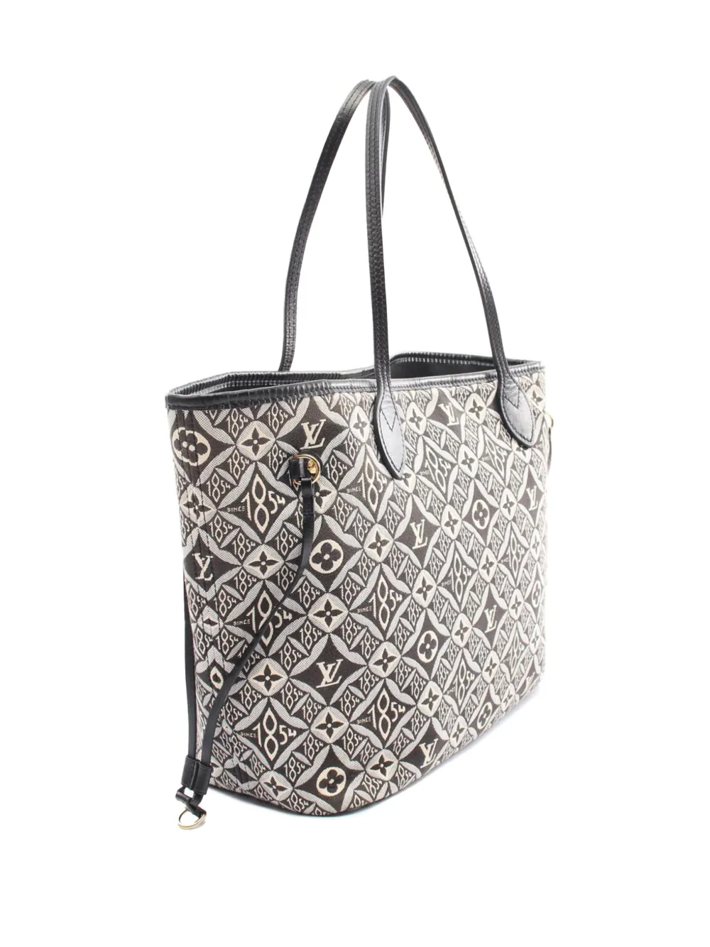Pre-owned Louis Vuitton 2020 Monogram Jacquard Since 1854 Neverfull Mm Tote Bag In Black