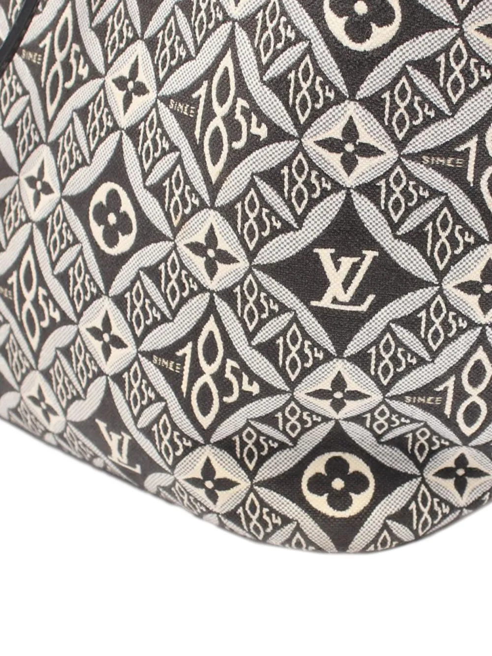 Pre-owned Louis Vuitton 2020 Monogram Jacquard Since 1854 Neverfull Mm Tote Bag In Black