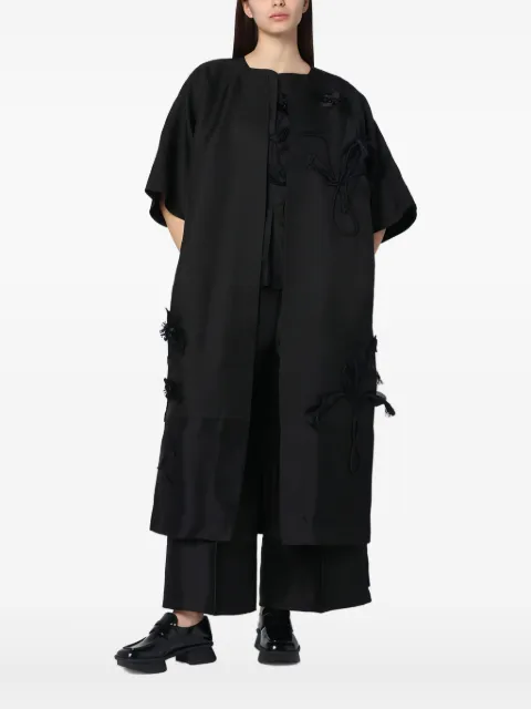 MARK KENLY DOMINO TAN floral-appliqué coat