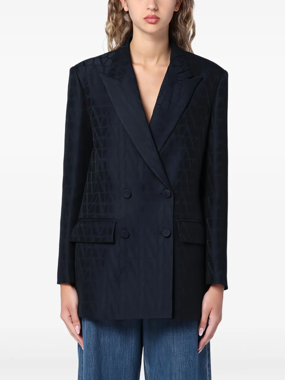 Valentino Garavani Blazer met monogram-jacquard Blauw