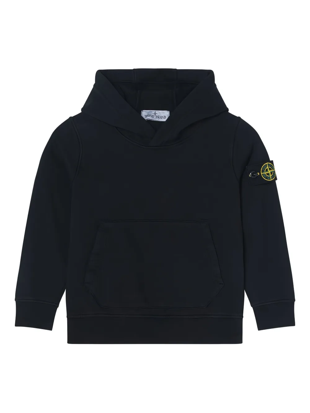 Stone Island Junior logo-patch hoodie Zwart