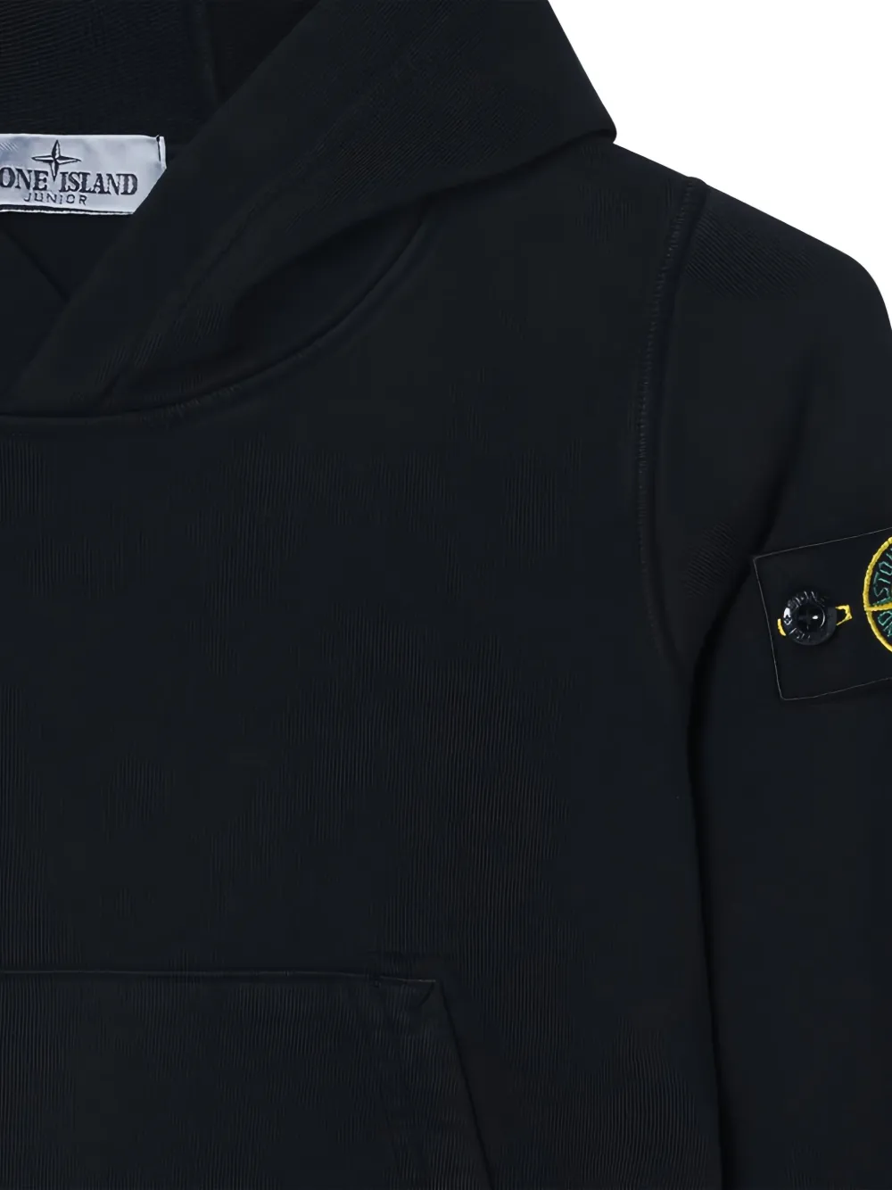Stone Island Junior logo-patch hoodie Zwart